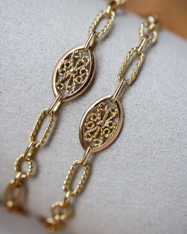 Bracelet Double Rangs Mailles Filigranes Or Jaune