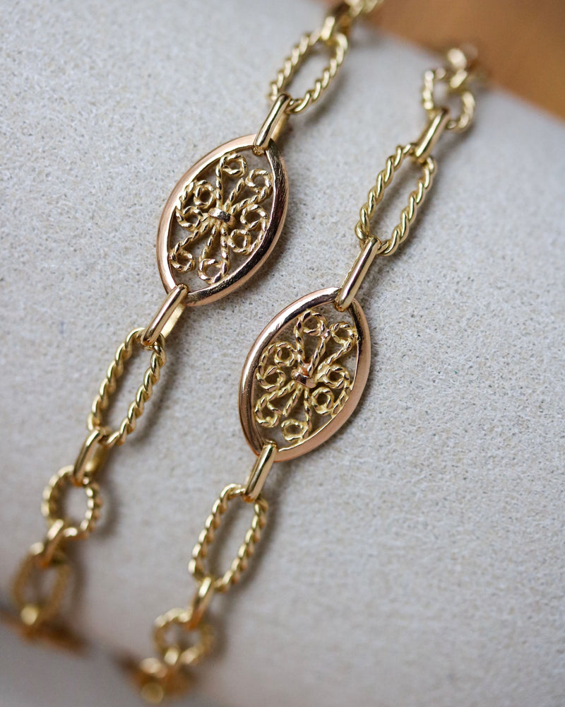 Bracelet Double Rangs Mailles Filigranes Or Jaune