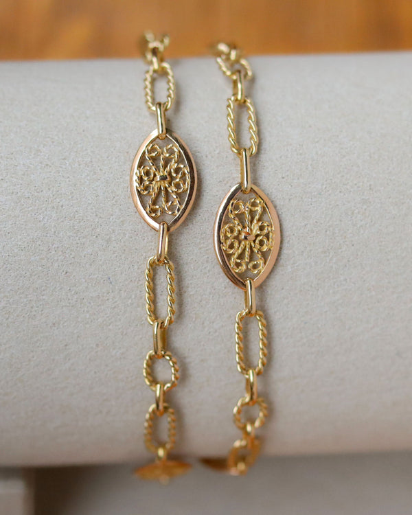 Bracelet Double Rangs Mailles Filigranes Or Jaune