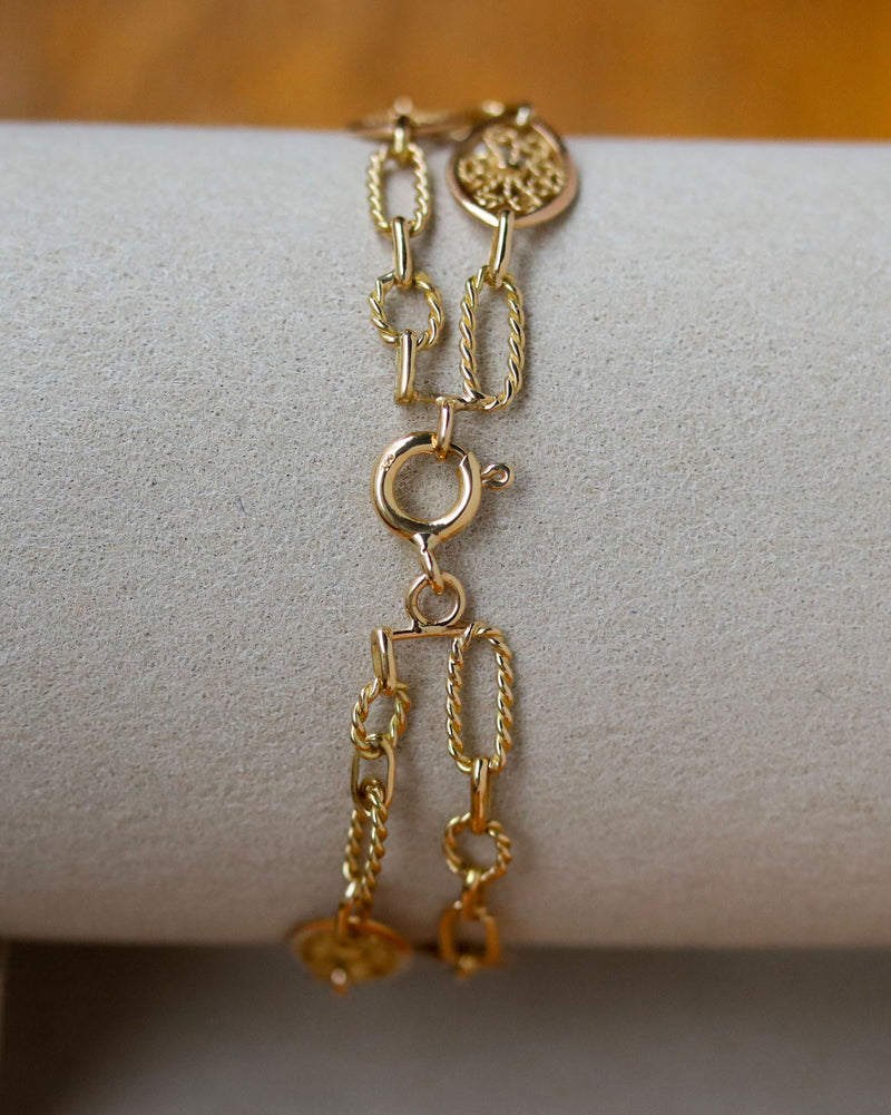 Bracelet Double Rangs Mailles Filigranes Or Jaune