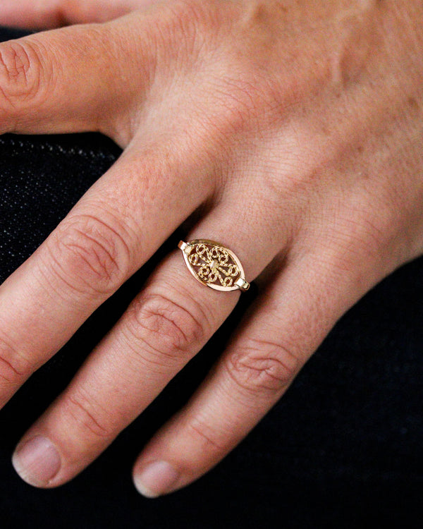 Bague Plateau Filigrane Or Jaune "Les Recyclés"