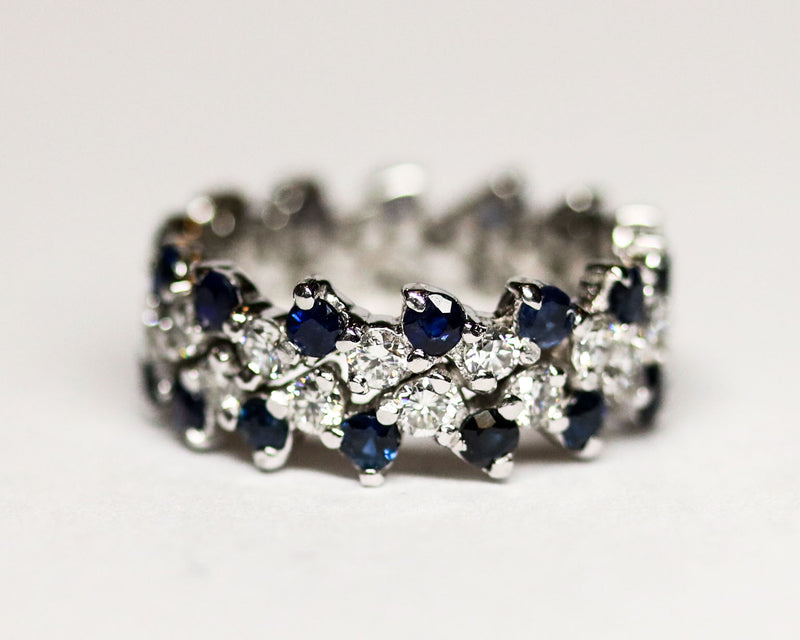 Bague Tour Complet Diamants et Saphirs