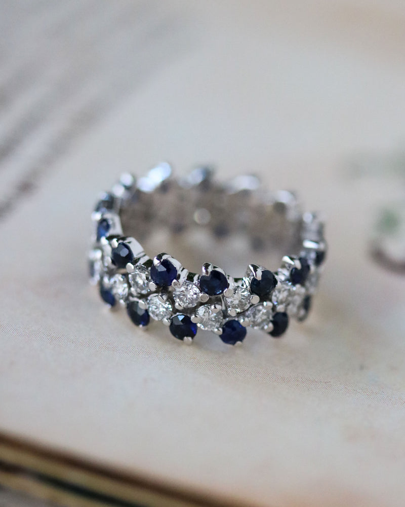 Bague Tour Complet Diamants et Saphirs