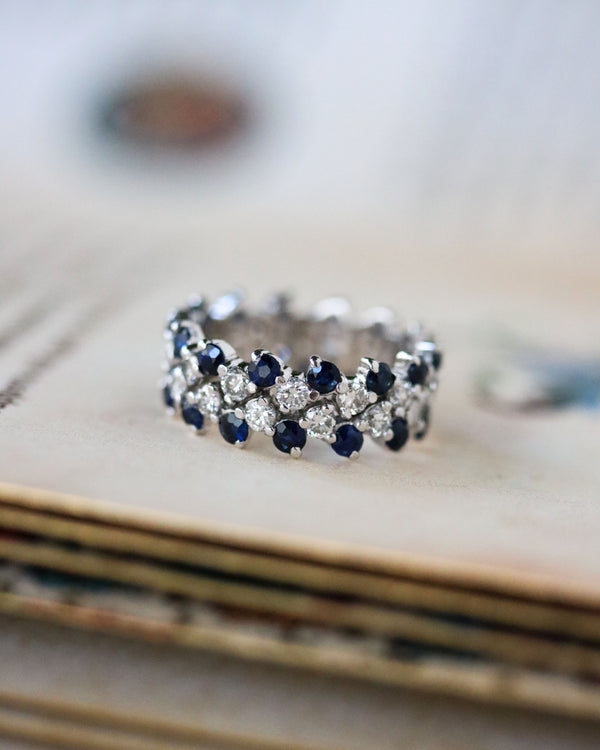 Bague Tour Complet Diamants et Saphirs
