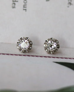 Paire de Puces d'Oreilles Anciennes Or blanc Diamants