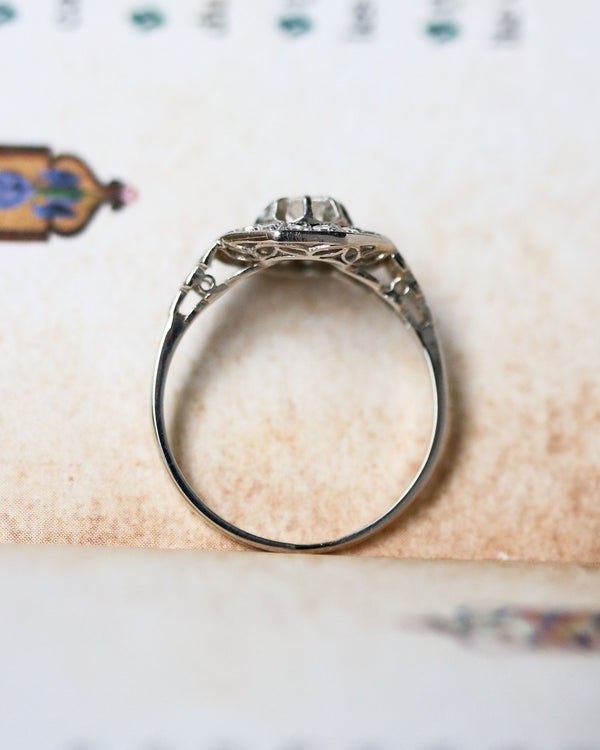 Bague Art Déco Octogonale Platine et Diamants