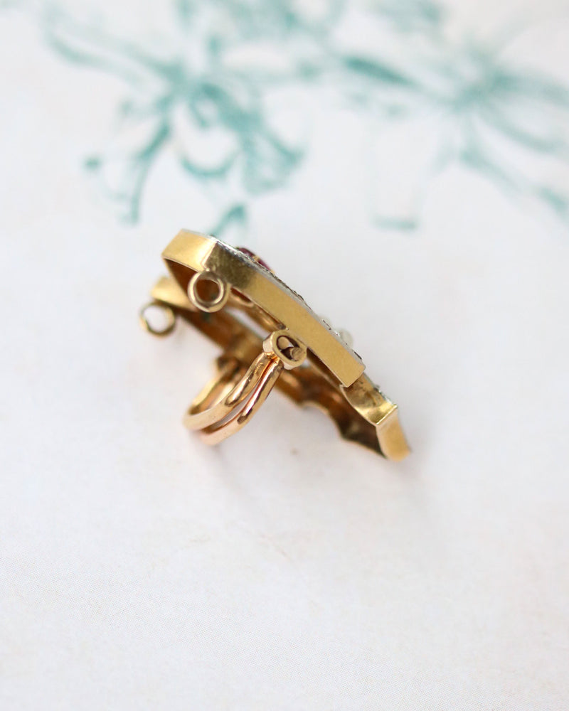 Coulant de Sautoir ou Pendentif en Or, Rubis et Perles