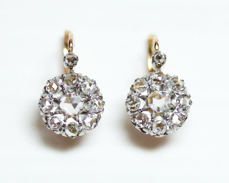 Paire De Dormeuses Marguerite Or et Diamants