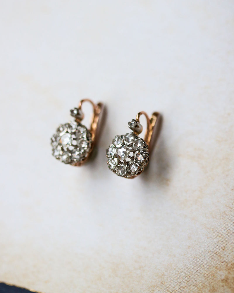 Paire De Dormeuses Marguerite Or et Diamants