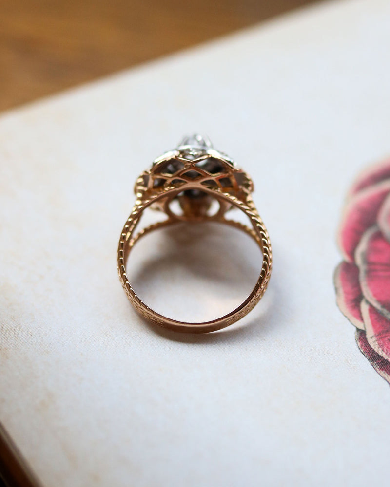 Bague Dôme Marguerite 1950 Or Diamant