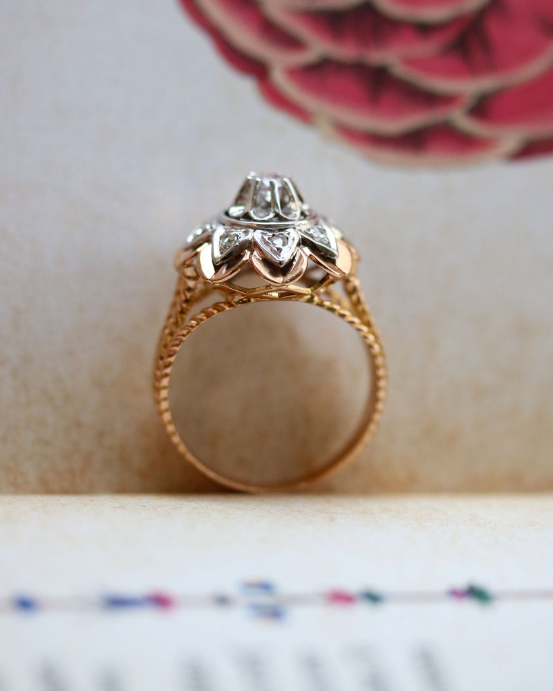 Bague Dôme Marguerite 1950 Or Diamant