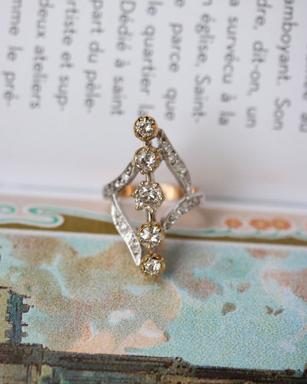 Bague Marquise Or Bicolore Diamants