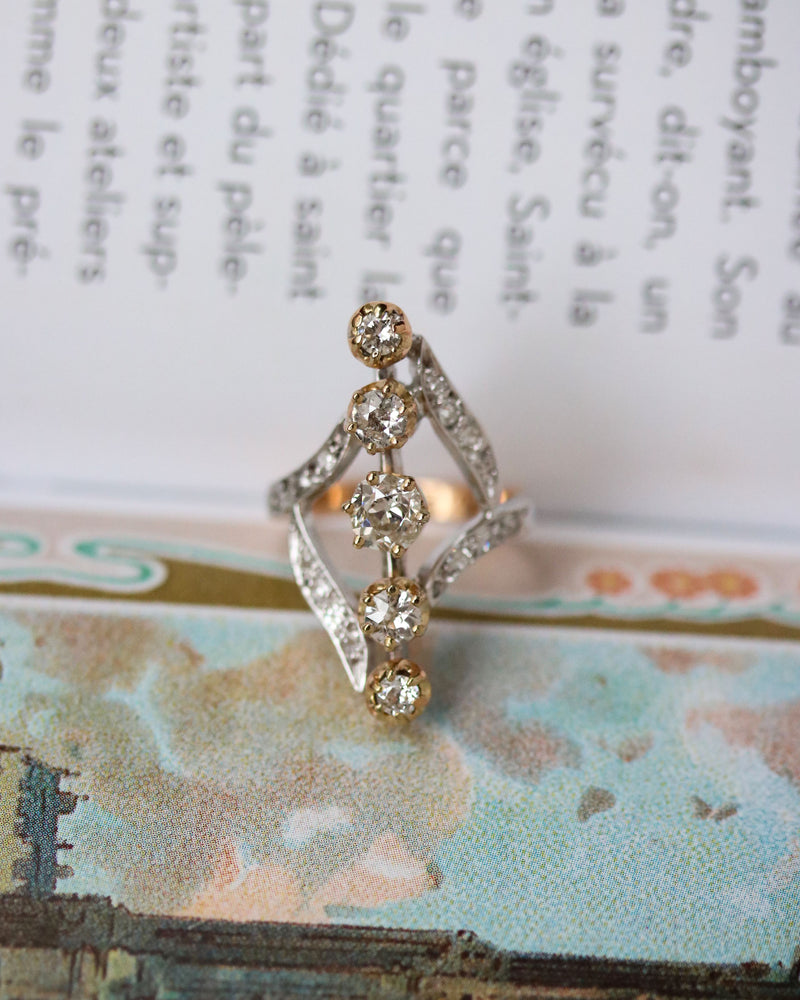 Bague Marquise Or Bicolore Diamants