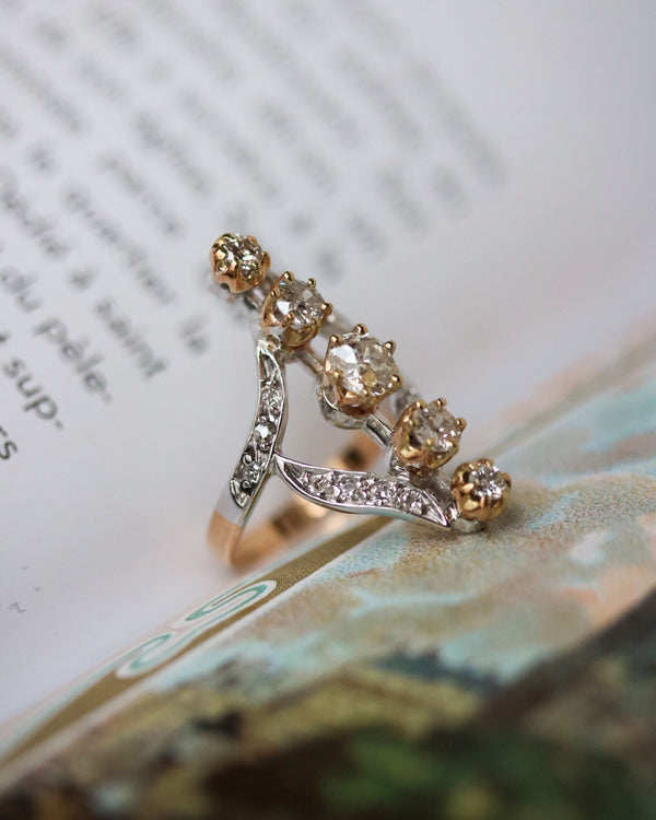 Bague Marquise Or Bicolore Diamants