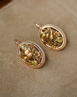 Paire de Dormeuses Ancienne Grand Modèle en Or Rose