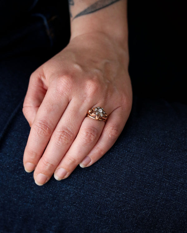 Bague Dôme Marguerite Or Rose Diamants