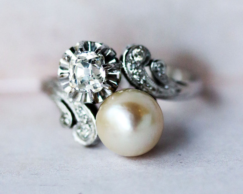 Bague Toi et Moi Diamant et Perle
