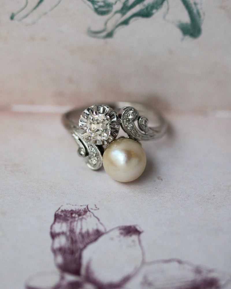 Bague Toi et Moi Diamant et Perle