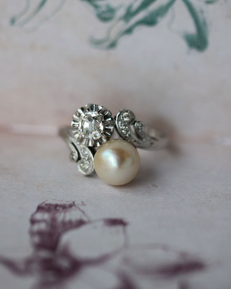 Bague Toi et Moi Diamant et Perle