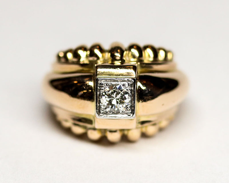 Bague Dôme Ruban Or Jaune Diamant