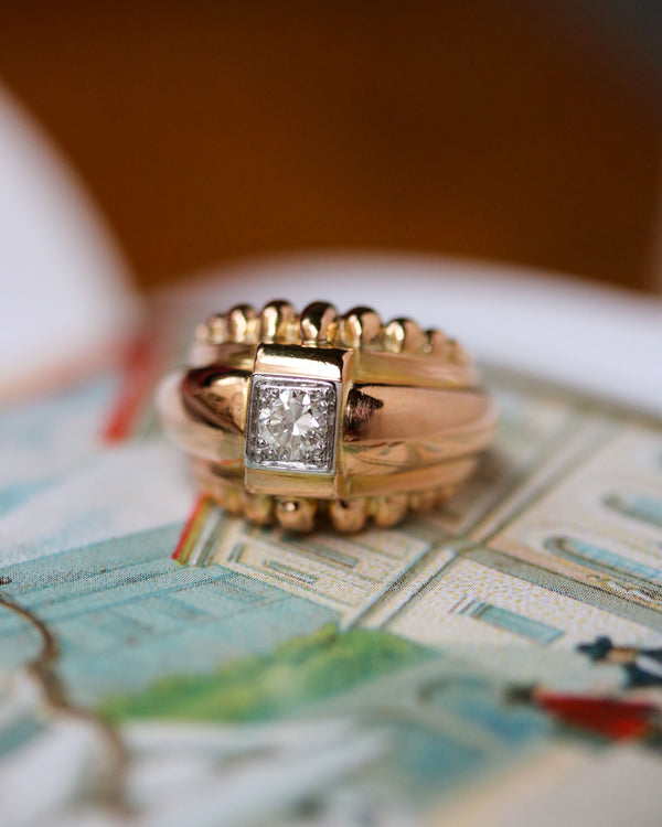 Bague Dôme Ruban Or Jaune Diamant