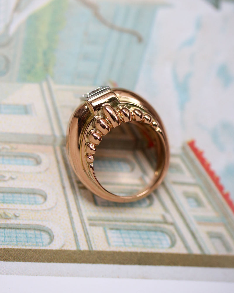 Bague Dôme Ruban Or Jaune Diamant