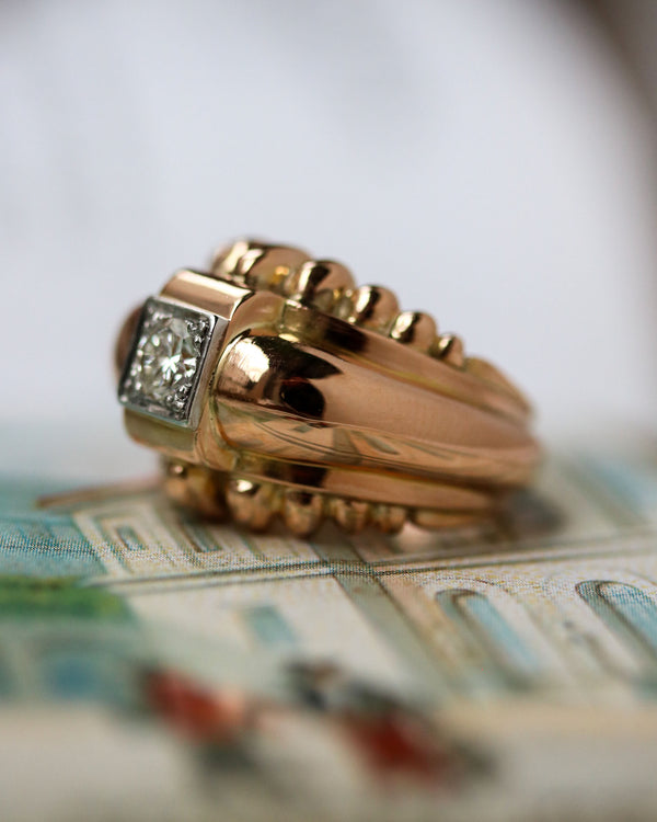 Bague Dôme Ruban Or Jaune Diamant