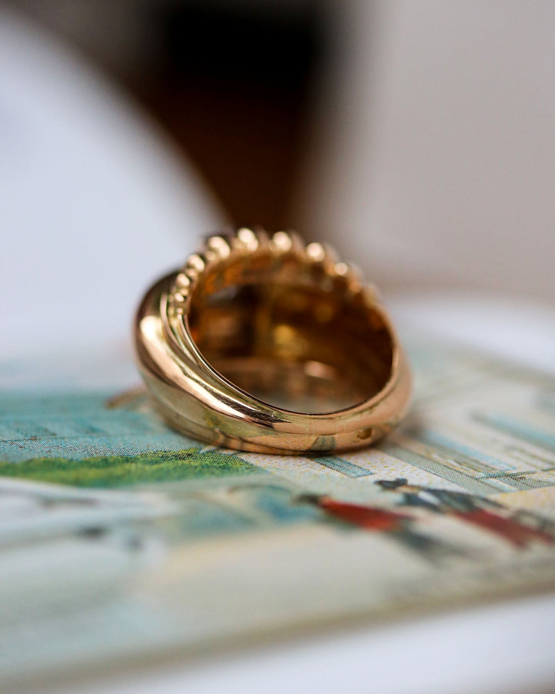 Bague Dôme Ruban Or Jaune Diamant