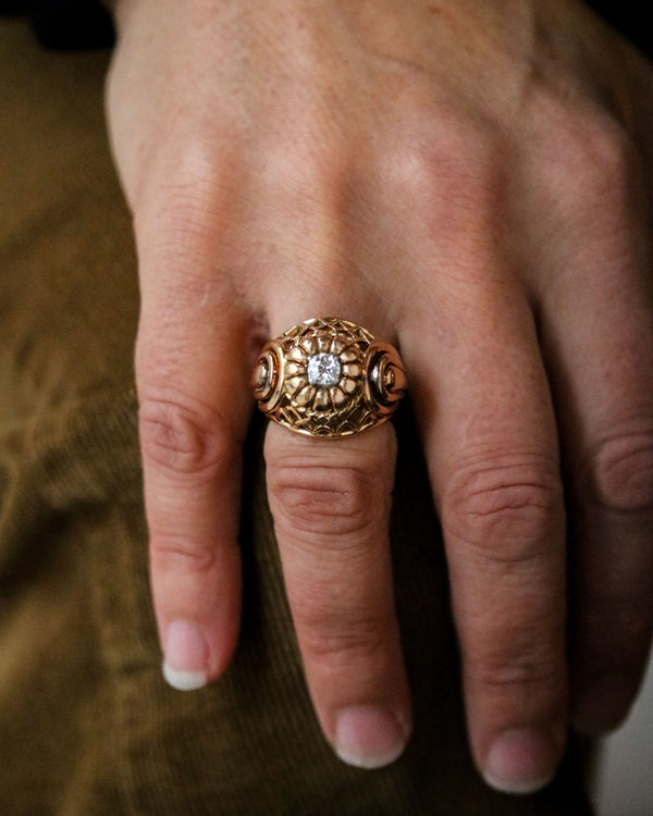 Bague Dôme 1950 Or Jaune et Diamant