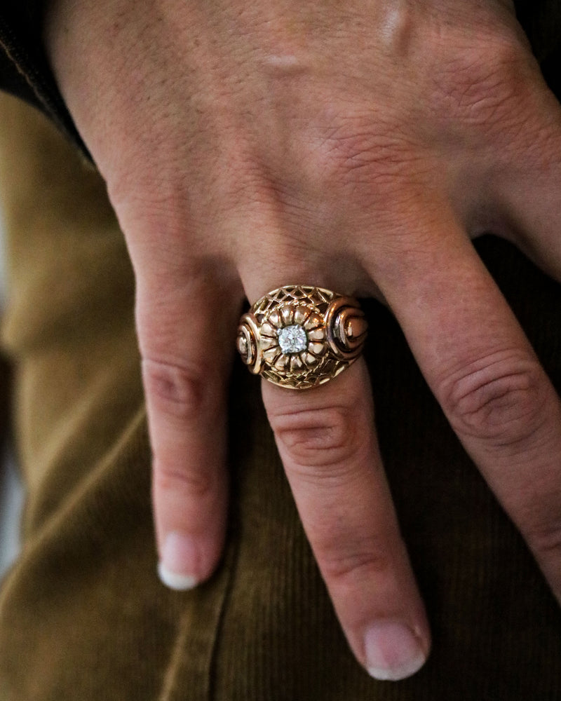 Bague Dôme 1950 Or Jaune et Diamant