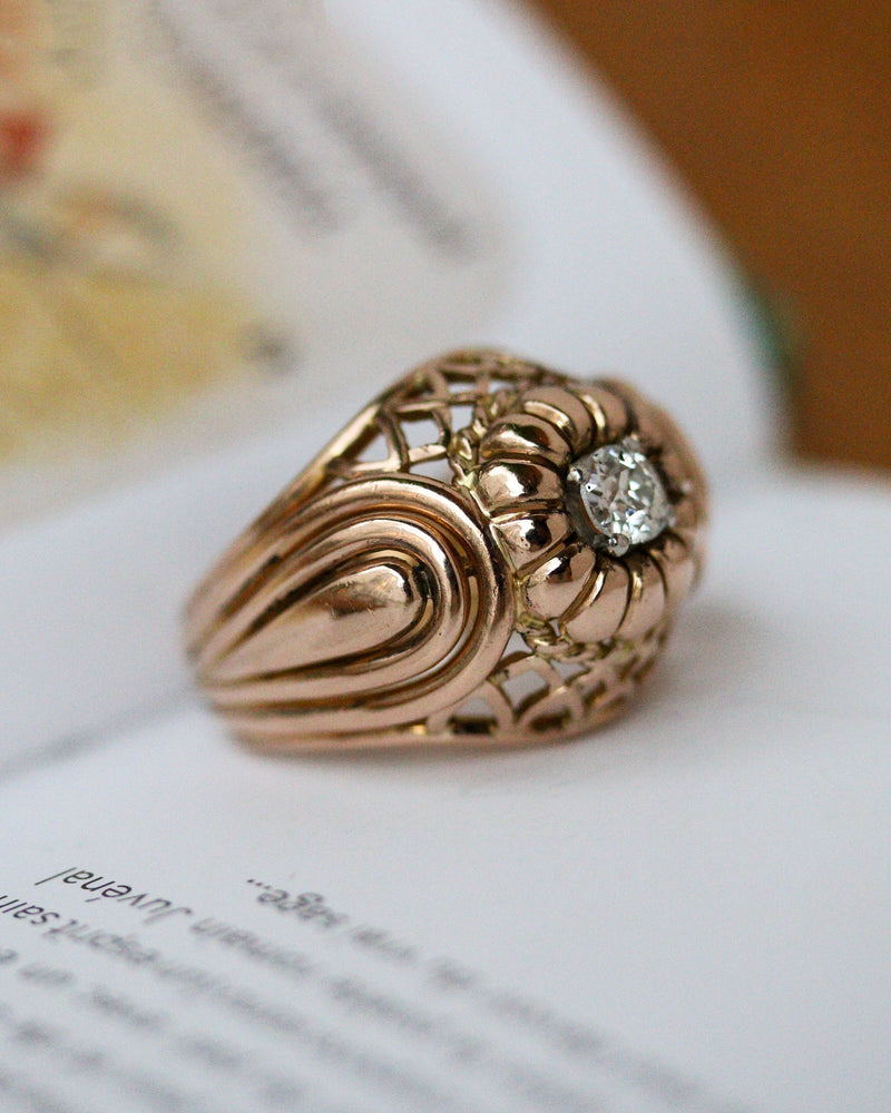 Bague Dôme 1950 Or Jaune et Diamant