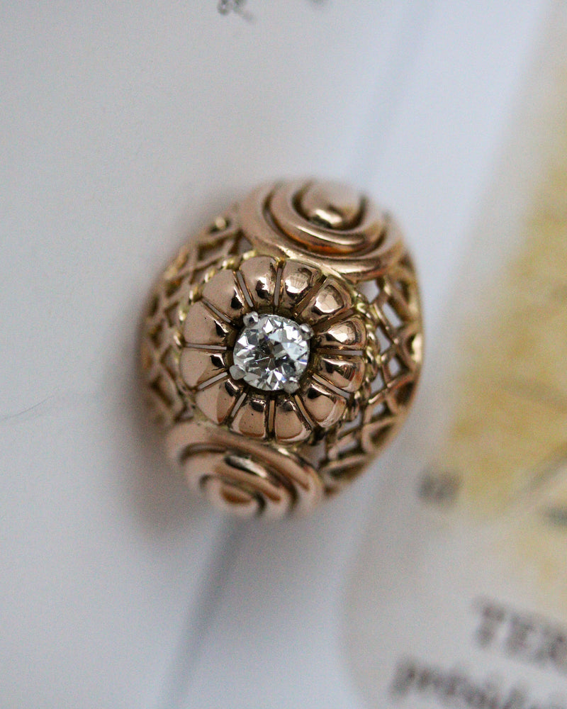 Bague Dôme 1950 Or Jaune et Diamant
