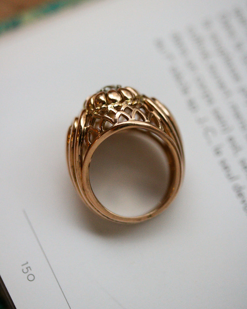 Bague Dôme 1950 Or Jaune et Diamant