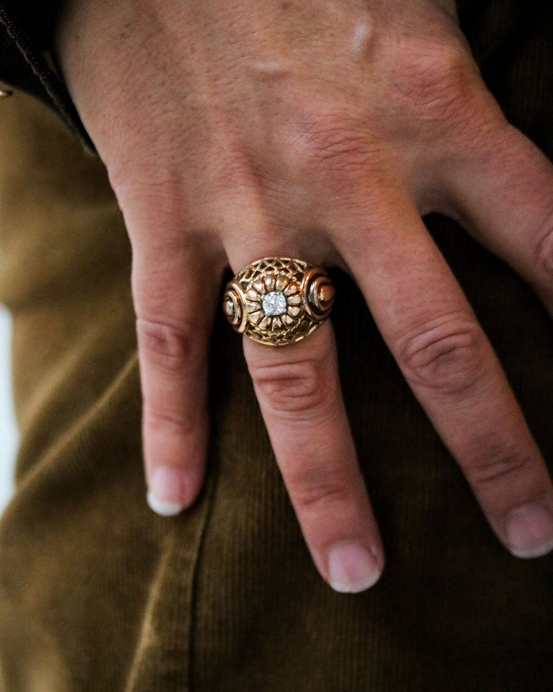 Bague Dôme 1950 Or Jaune et Diamant
