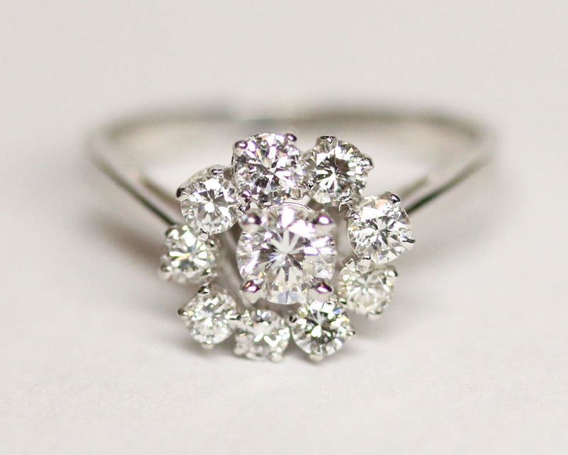 Bague Marguerite Or blanc et Diamants