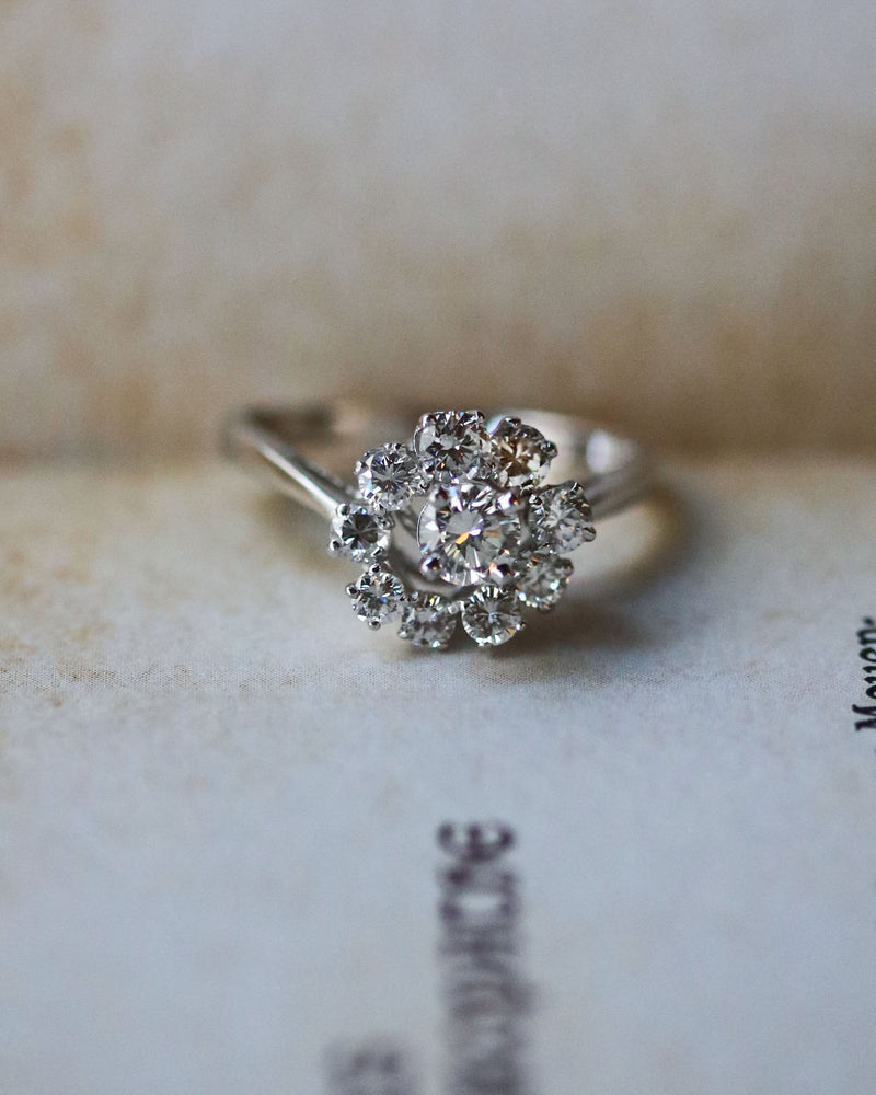 Bague Marguerite Or blanc et Diamants