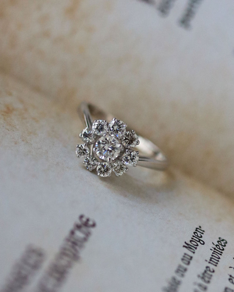 Bague Marguerite Or blanc et Diamants
