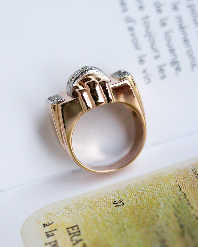 Bague Tank Or jaune et Blanc Diamants