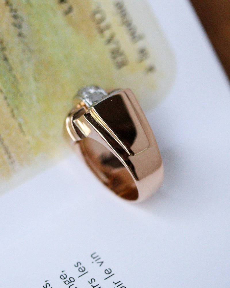 Bague Tank Or jaune et Blanc Diamants