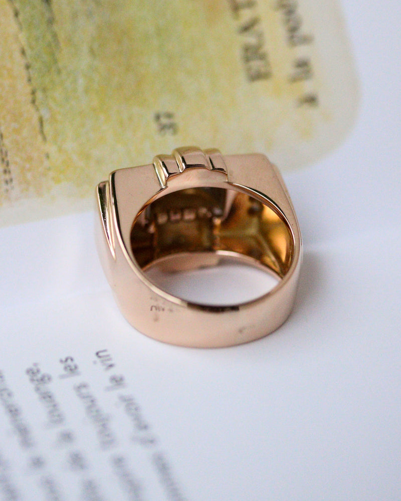 Bague Tank Or jaune et Blanc Diamants