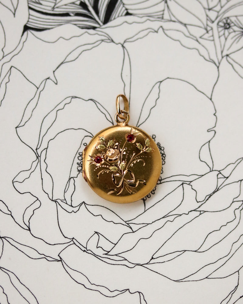 Pendentif Ouvrant ancien Or Jaune Grenat