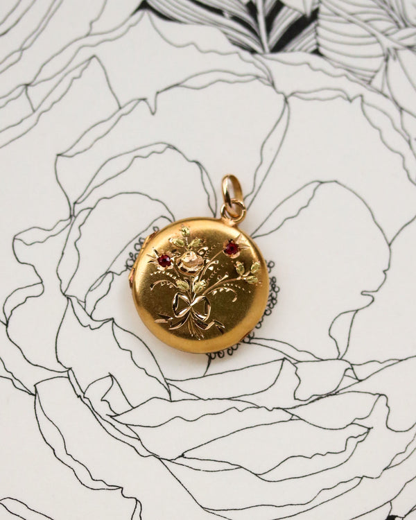 Pendentif Ouvrant ancien Or Jaune Grenat