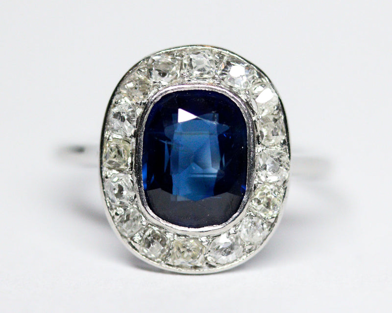 Bague Art Déco Pompadour Saphir et Diamants
