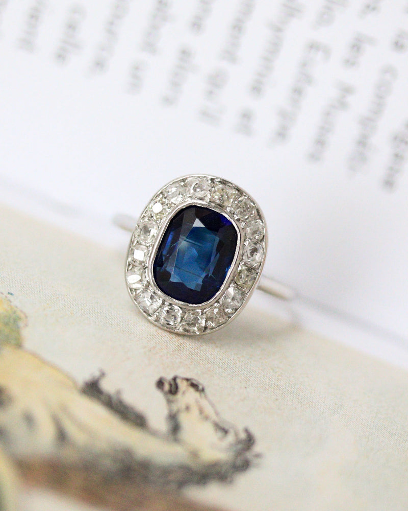 Bague Art Déco Pompadour Saphir et Diamants