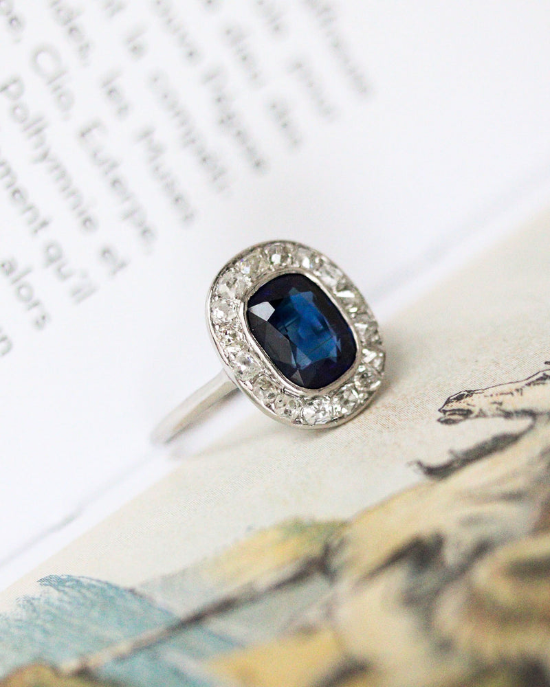 Bague Art Déco Pompadour Saphir et Diamants