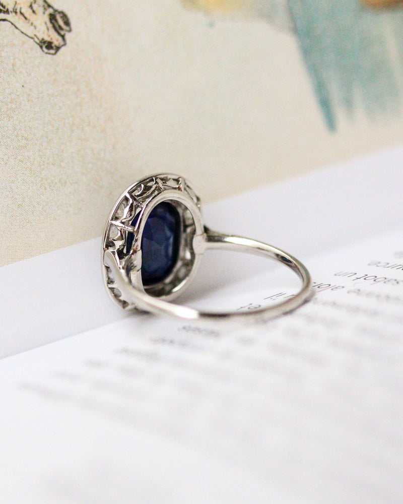 Bague Art Déco Pompadour Saphir et Diamants
