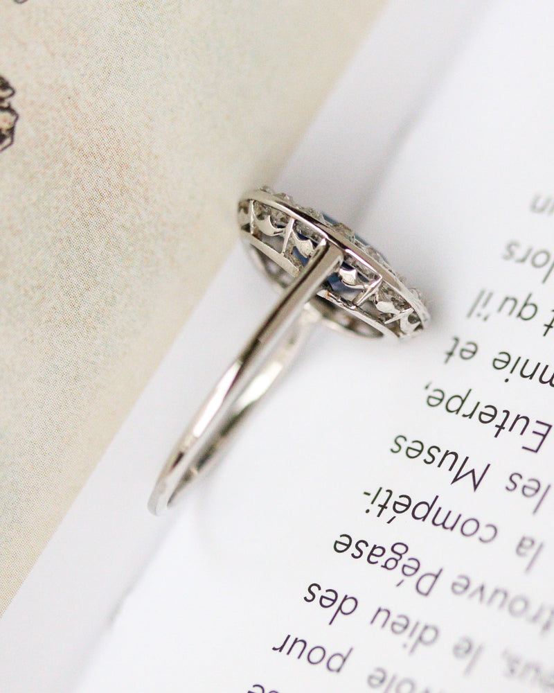 Bague Art Déco Pompadour Saphir et Diamants
