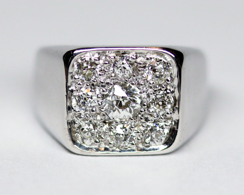 Bague Chevalière Or blanc Diamants