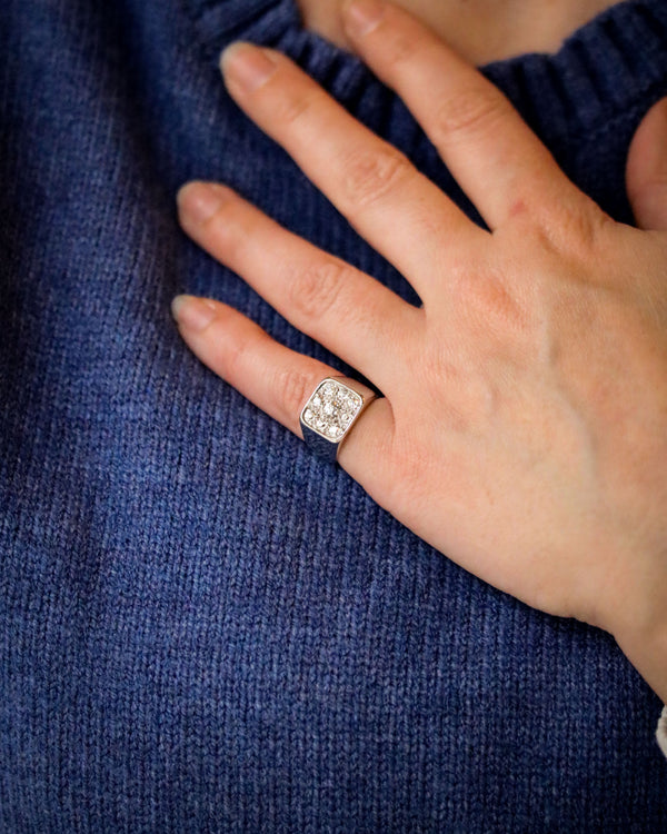 Bague Chevalière Or blanc Diamants