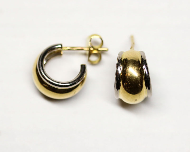 Paire de Créoles Or Jaune  et Blanc